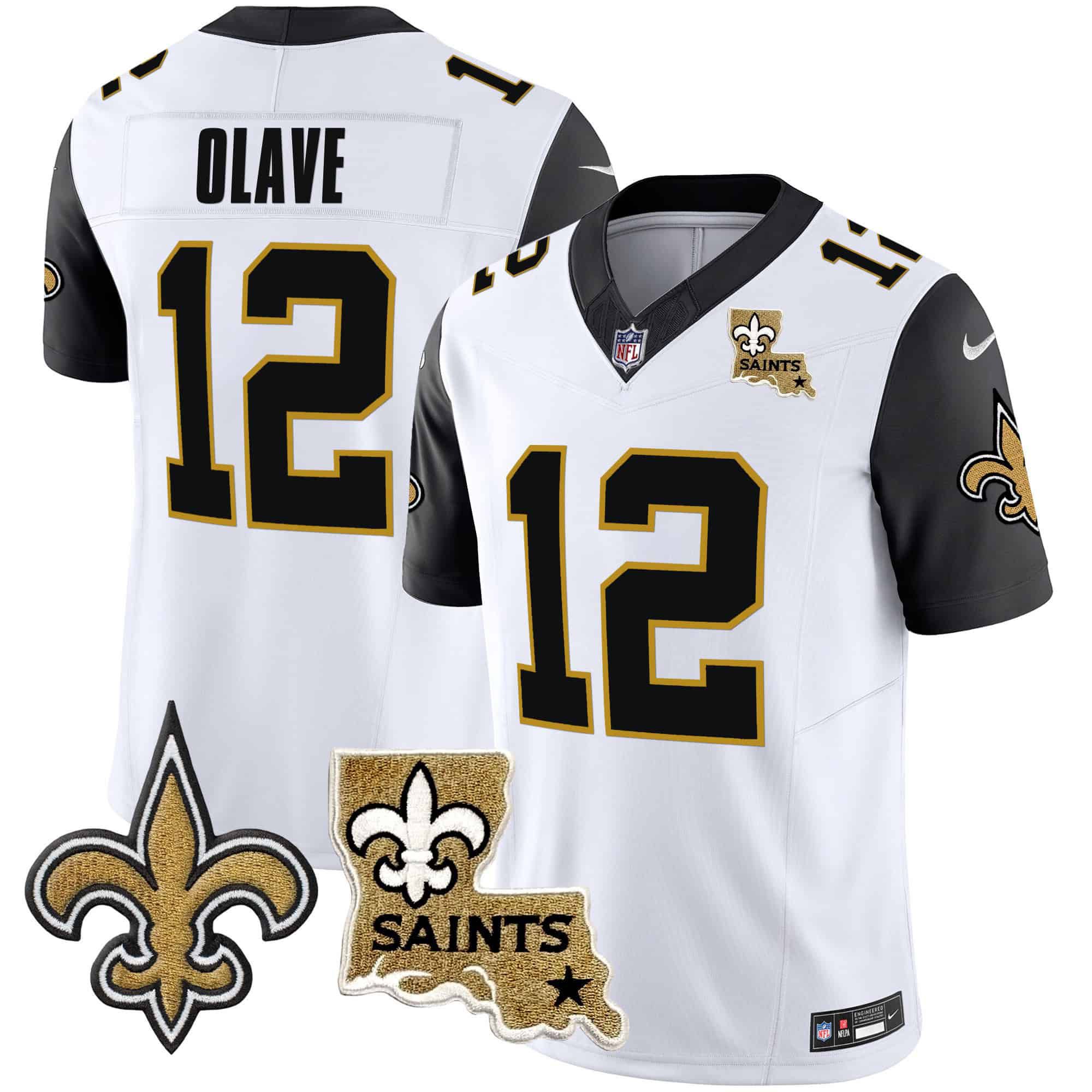 Men New Orleans Saints 12 Olave White 2024 Nike Vapor Limited NFL Jersey style 2
